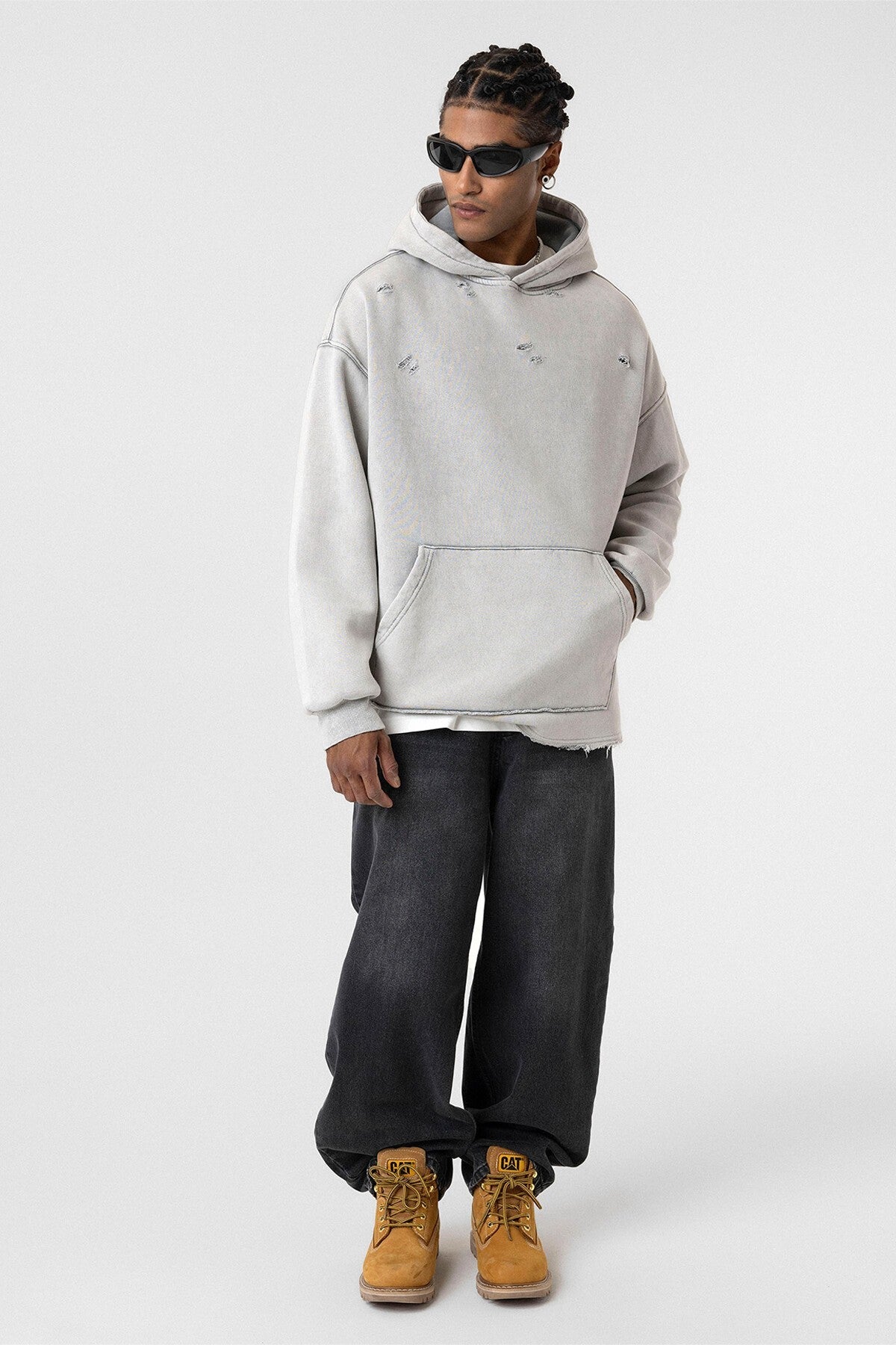 Oversized Sweatshirt with Distressed Details