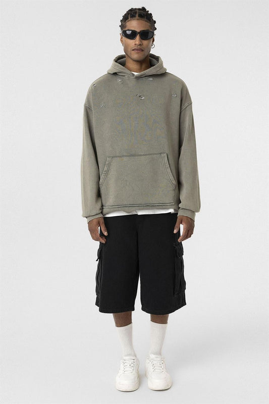 Oversized Sweatshirt with Distressed Details
