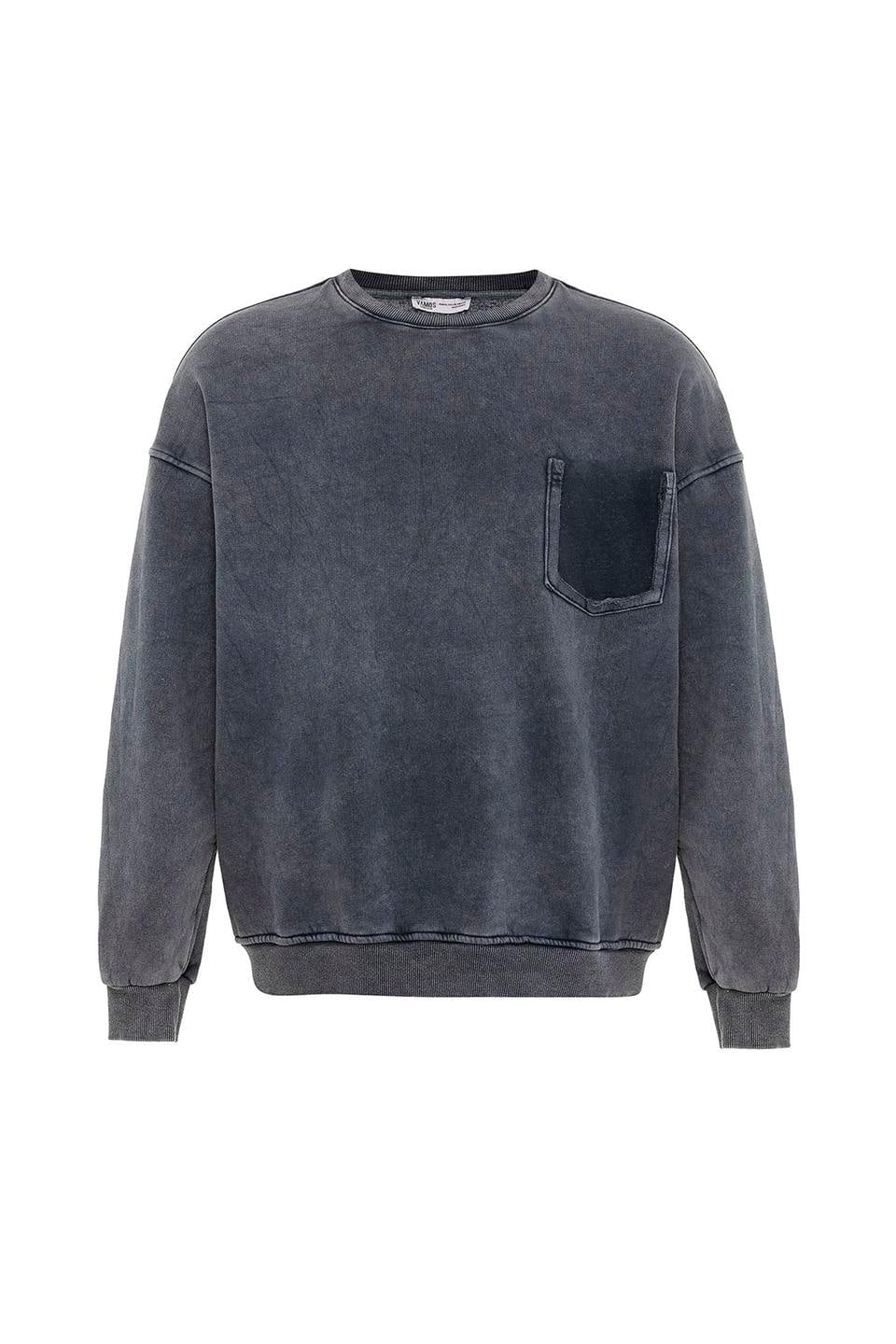Oversized Sweatshirt with Washed Pocket Detail