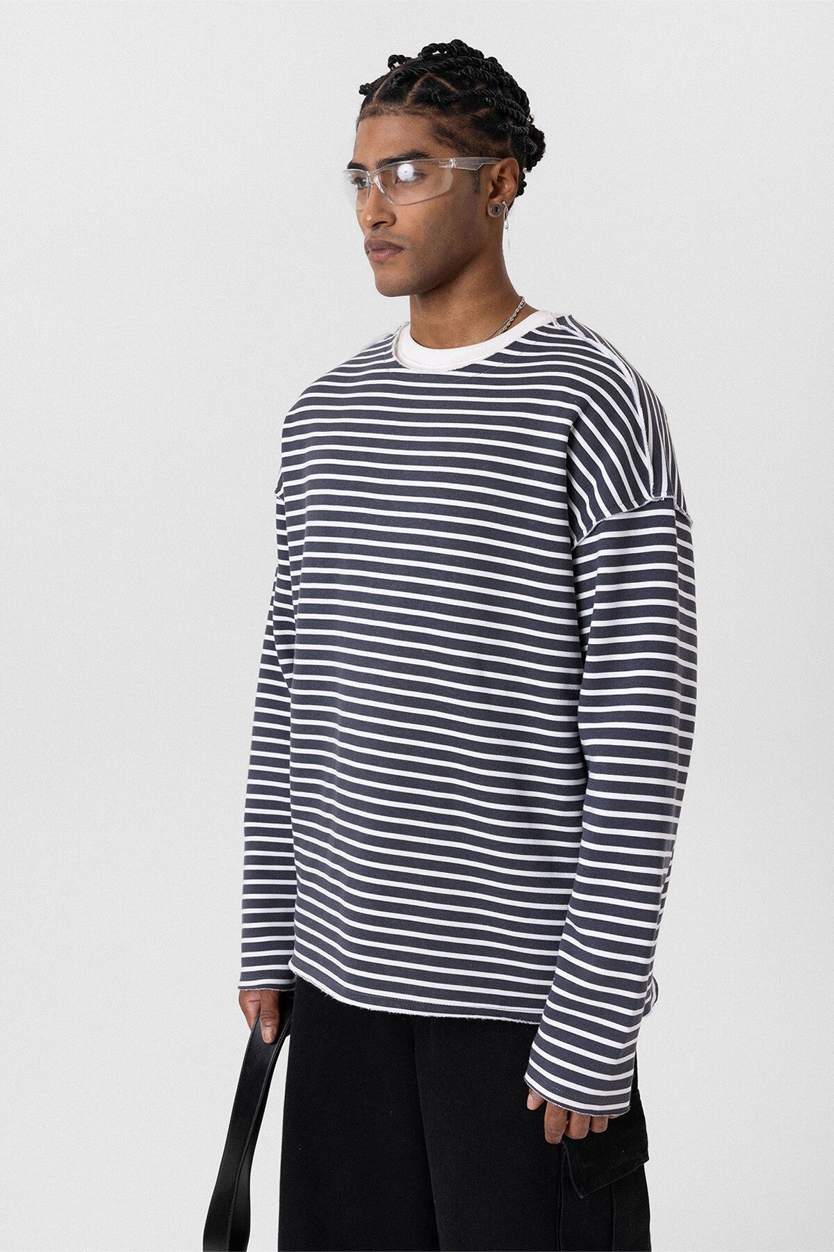 Oversized Sweatshirt with Collar Detail