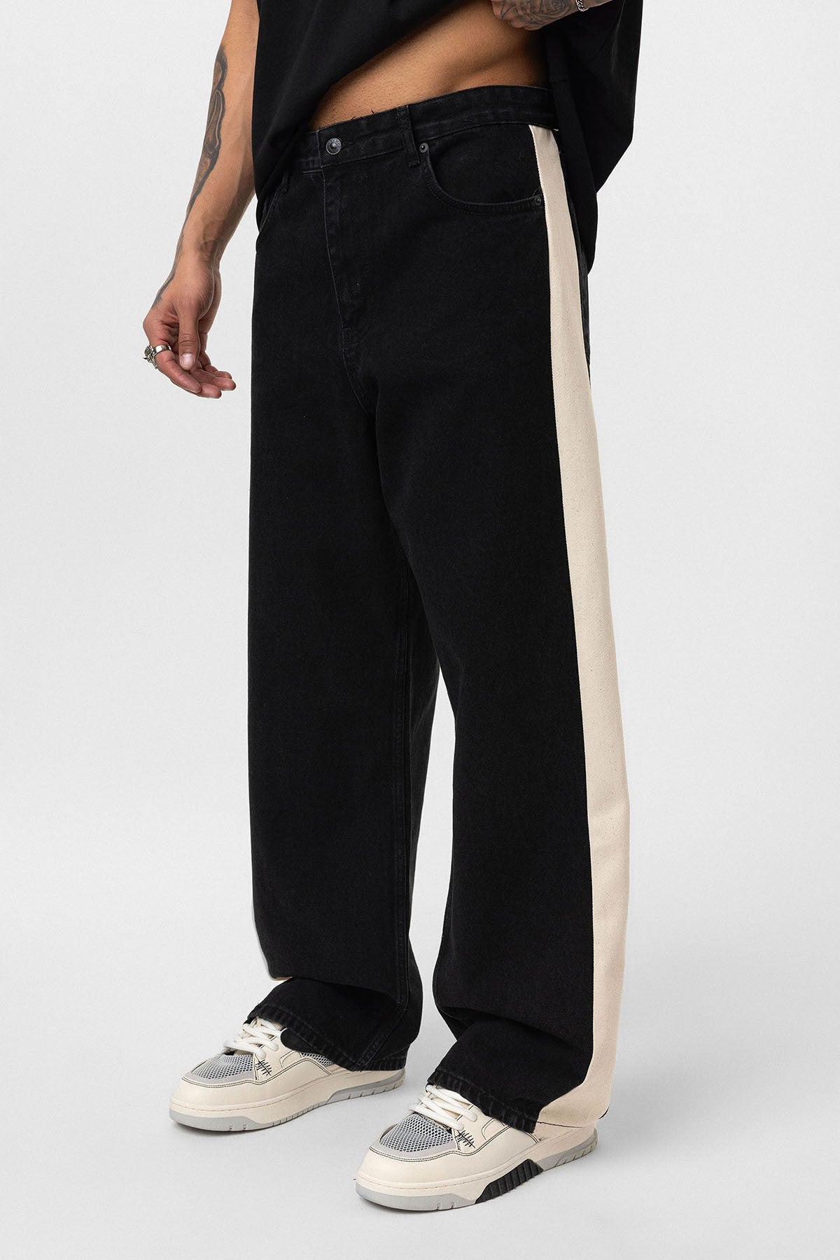 Baggy-Fit Jeans with Side Stripes