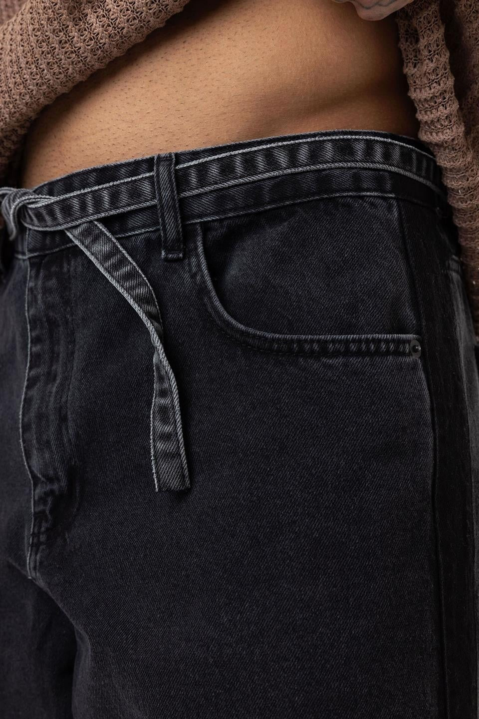 Baggy Jeans with Detailed Belt Straps
