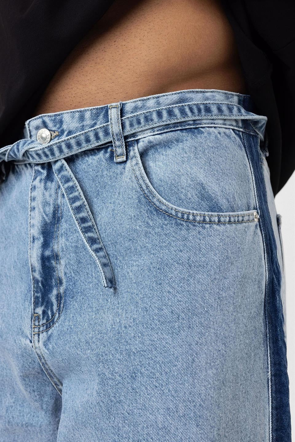 Baggy Jeans with Detailed Belt Straps