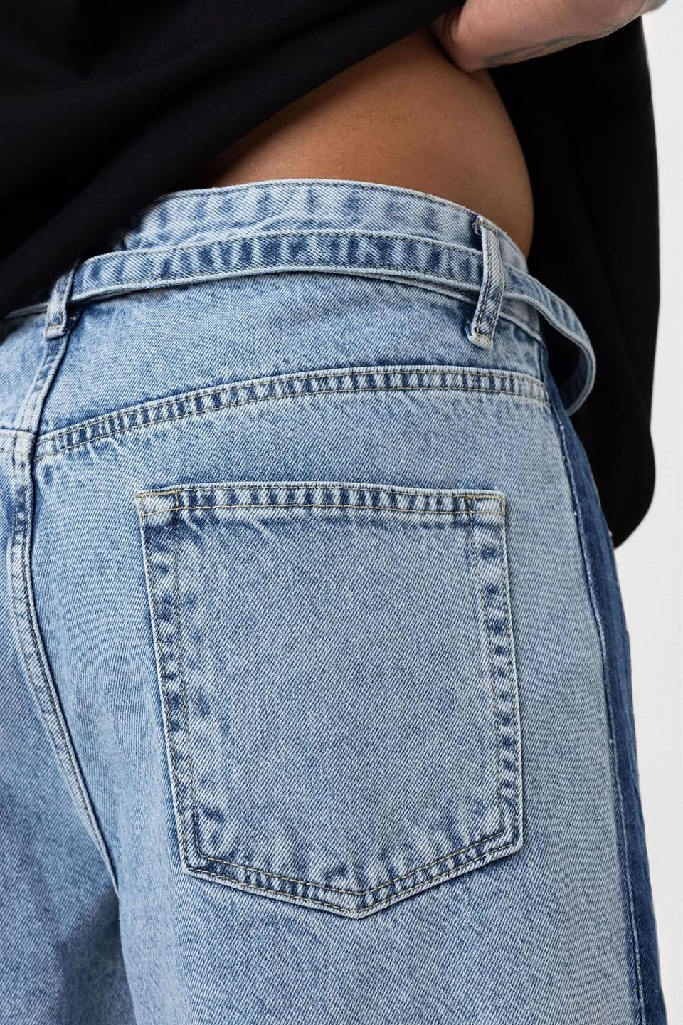Baggy Jeans with Detailed Belt Straps
