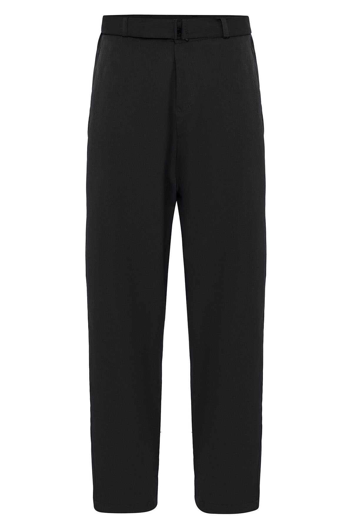 Arched-Waist Baggy Fabric Pants