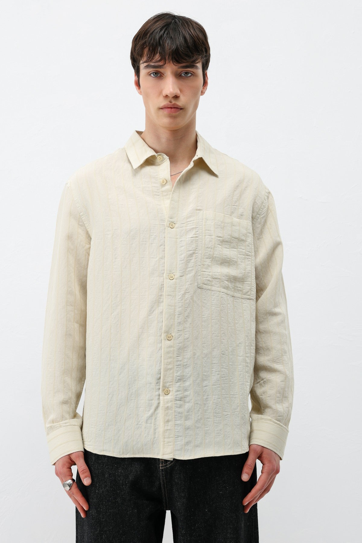 Oversized Striped Modal Shirt