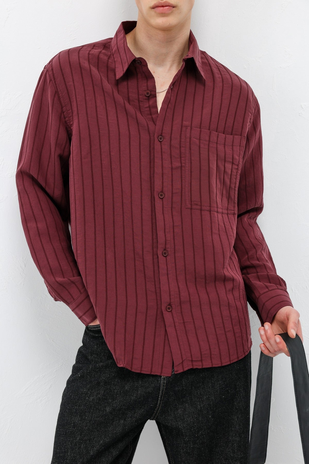 Oversized Striped Modal Shirt