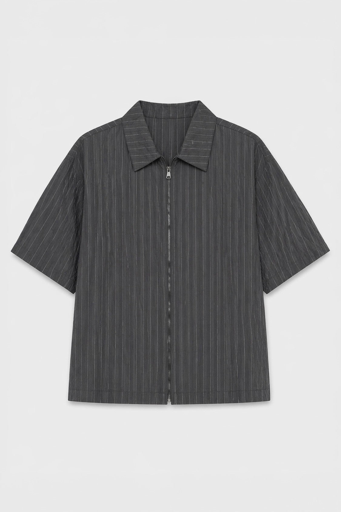 Lyocell-Blend Striped Linen Shirt with a Zipper