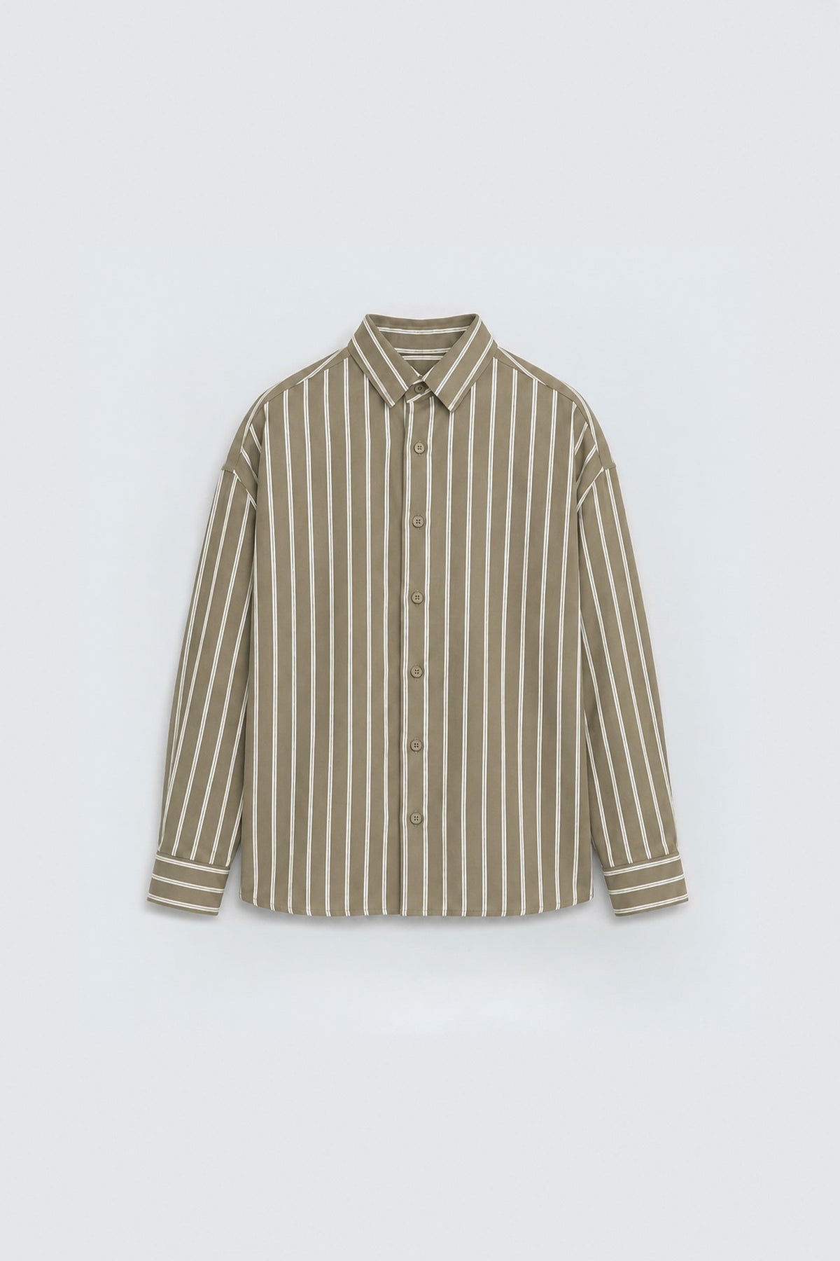 Striped Oversized Shirt in Khaki