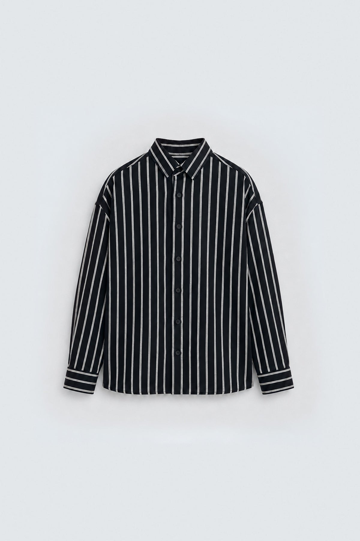 Striped Oversized Shirt, Black