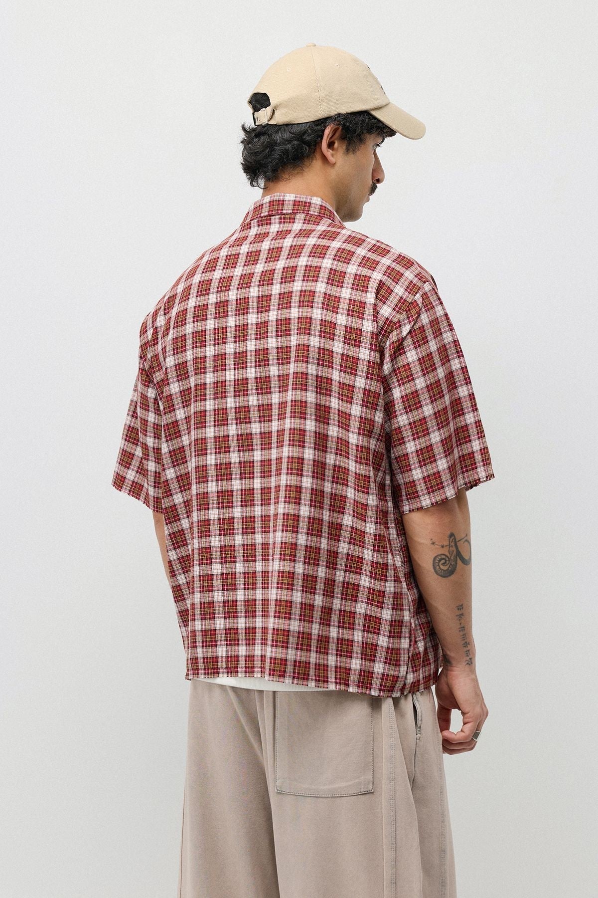 Boxy Fit Checkered Short-Sleeve Shirt