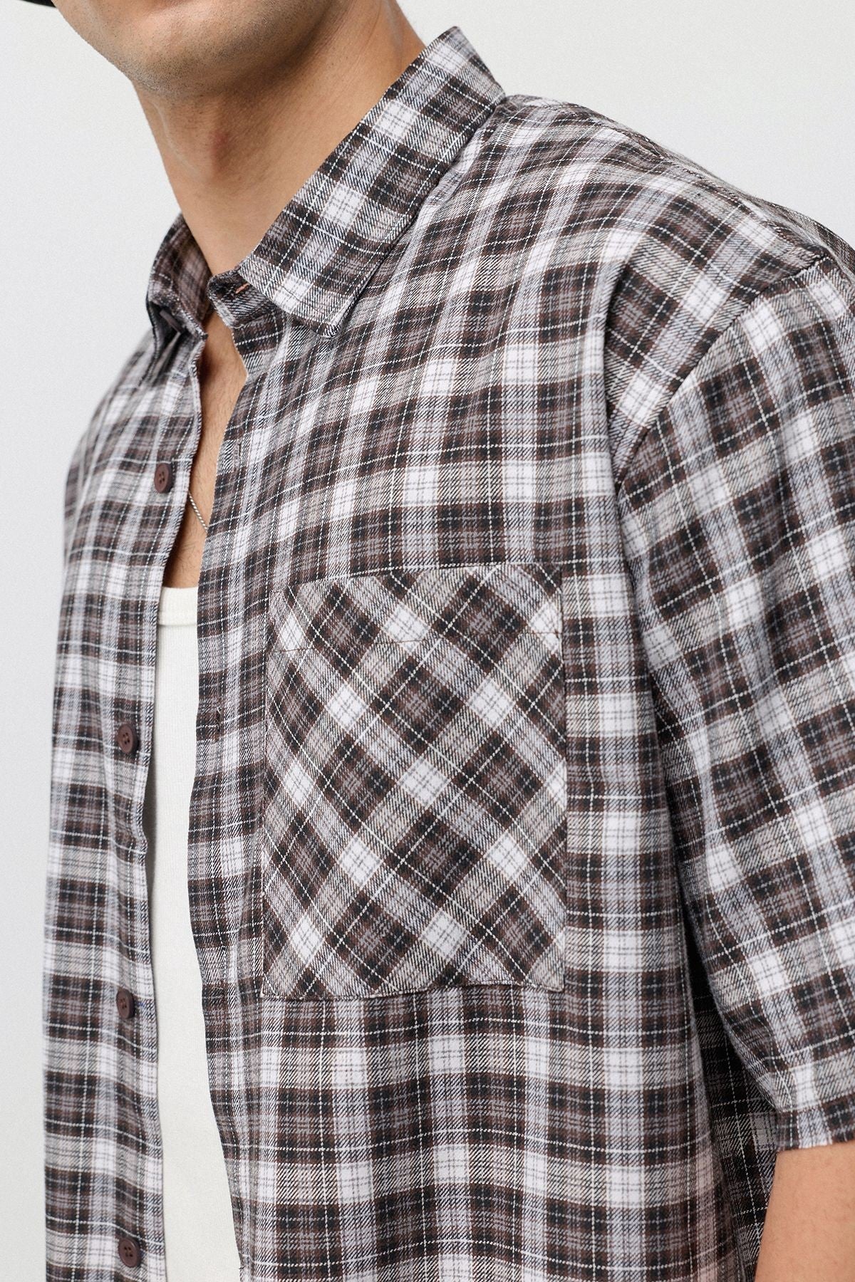 Boxy Fit Checkered Short-Sleeve Shirt