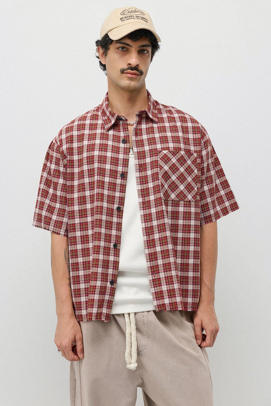 Boxy Fit Checkered Short-Sleeve Shirt