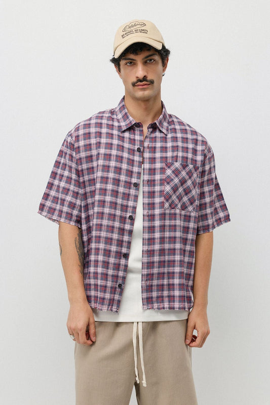 Boxy Fit Checkered Short-Sleeve Shirt