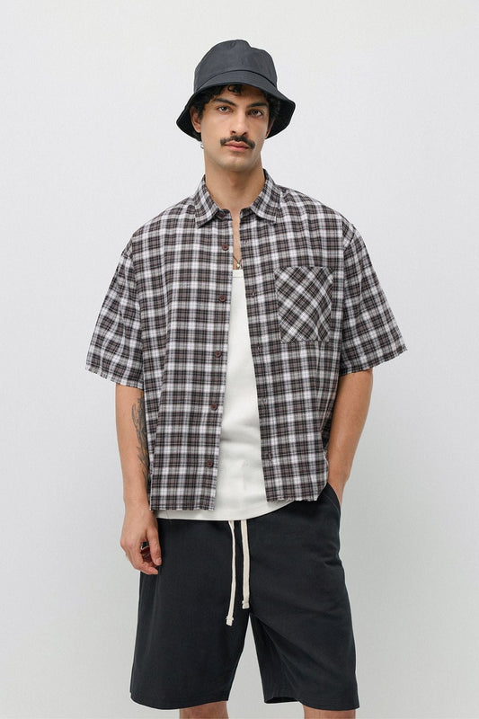 Boxy Fit Checkered Short-Sleeve Shirt