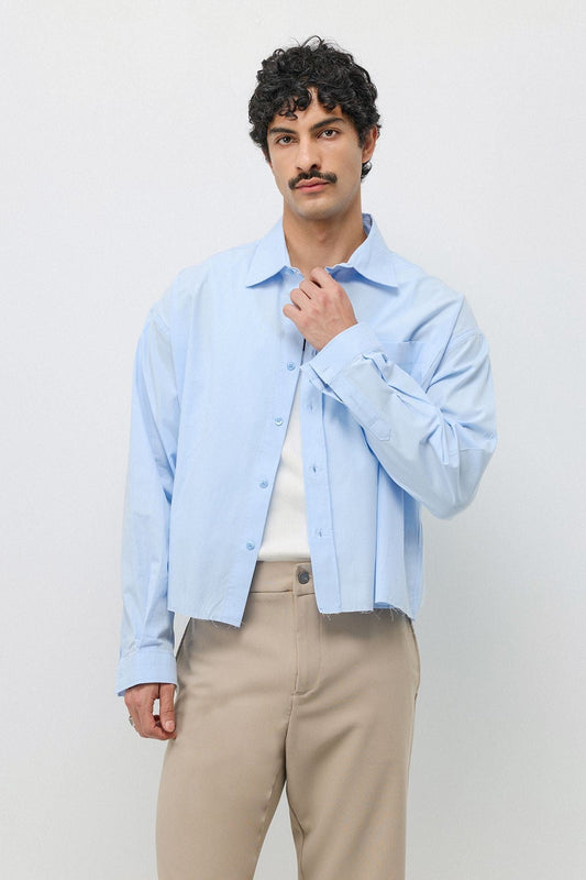 Linen Boxy Fit Crop Shirt