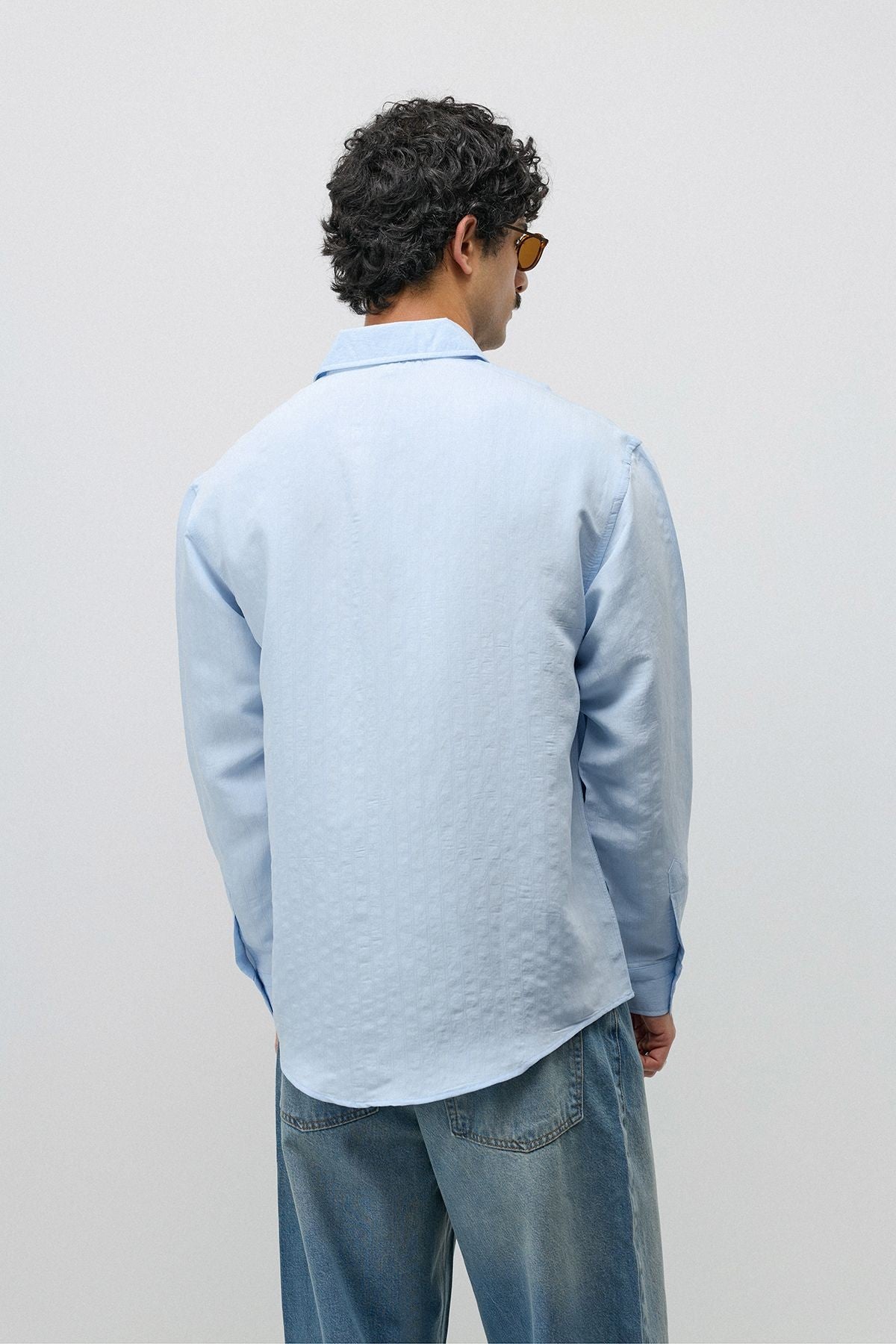 Oversized Shirt with a Modal Blend and Fine Stripes