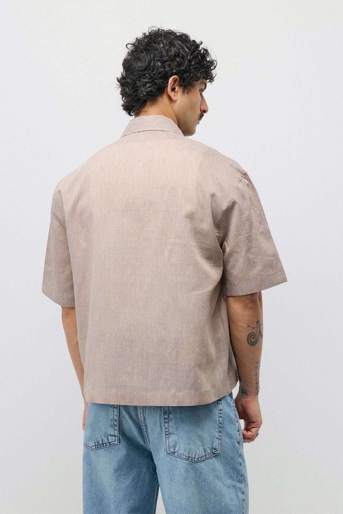 Embroidered Striped Box-Fit Shirt