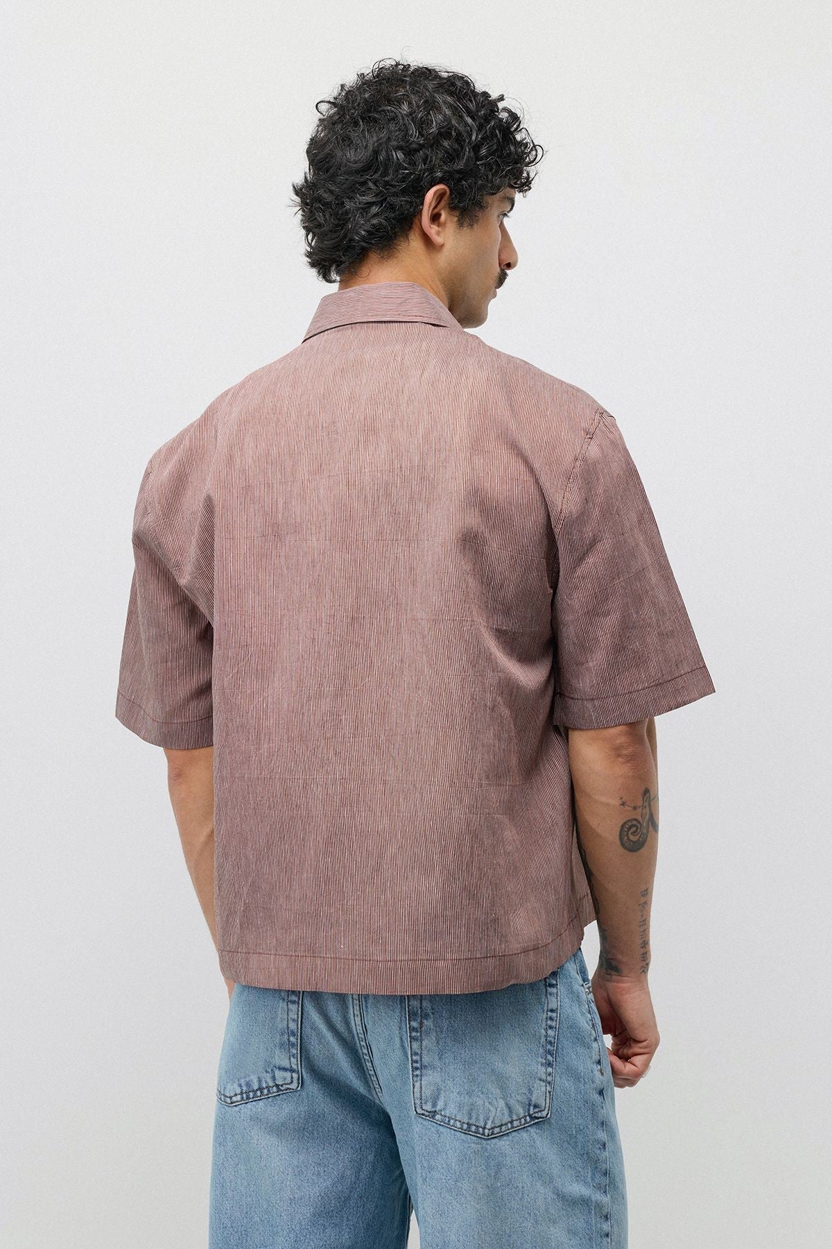 Embroidered Striped Box-Fit Shirt