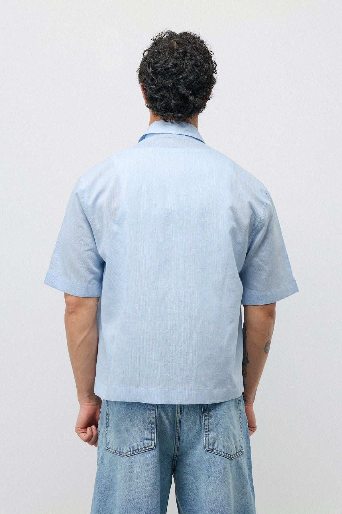 Embroidered Striped Box-Fit Shirt