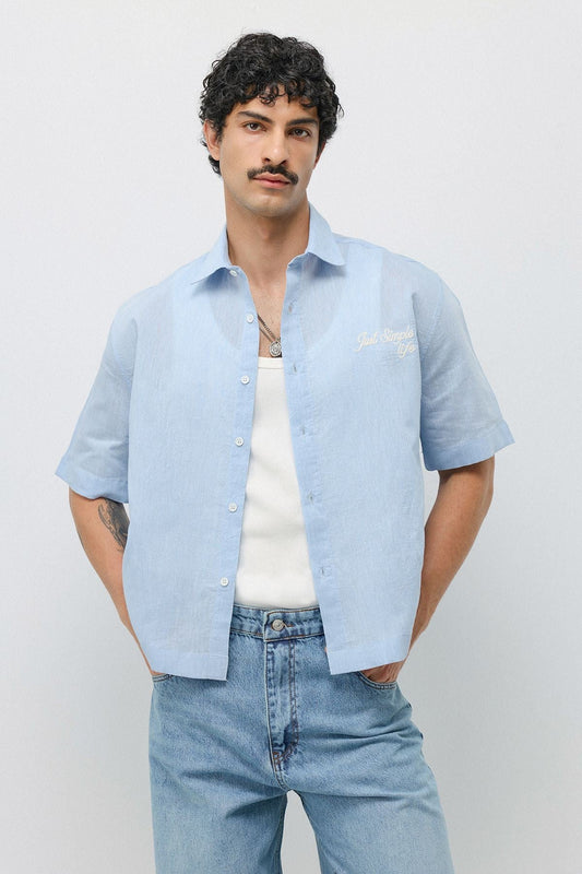 Embroidered Striped Box-Fit Shirt