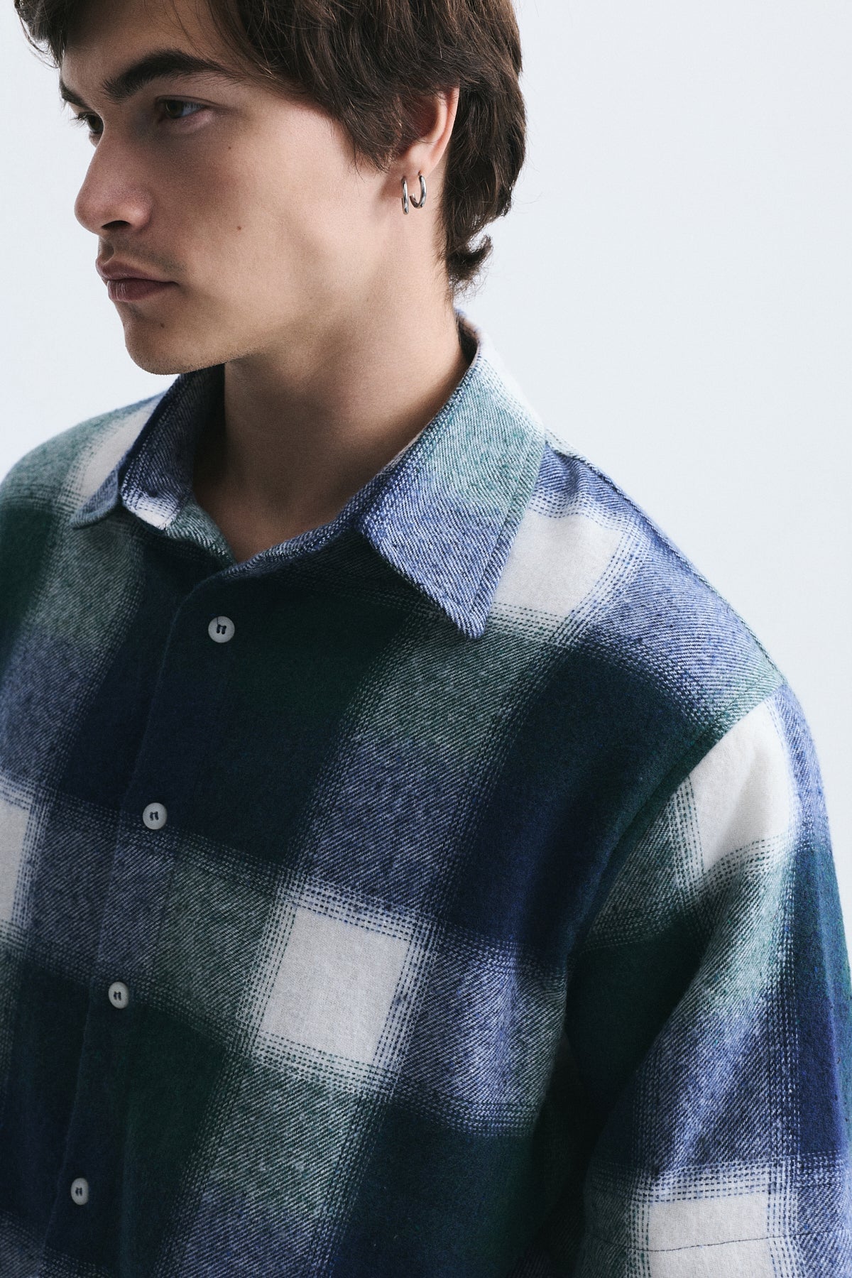 Boxy Fit Checkered Double-Sleeve Shirt