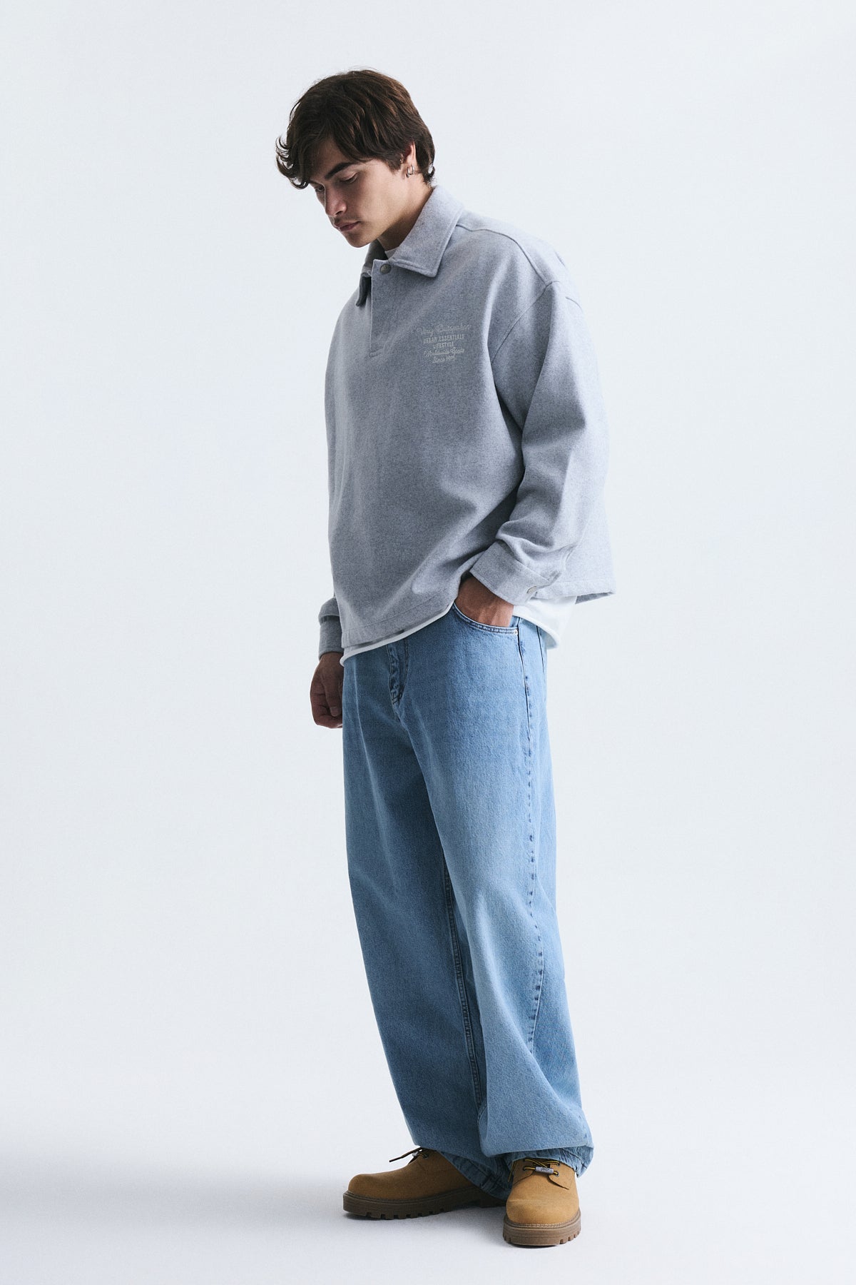 Boxy Fit Polo-Neck Sweatshirt