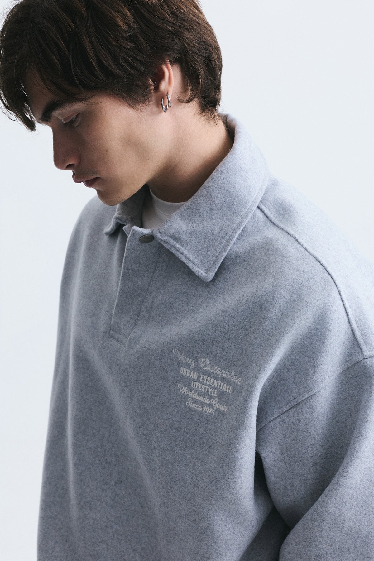 Boxy Fit Polo-Neck Sweatshirt
