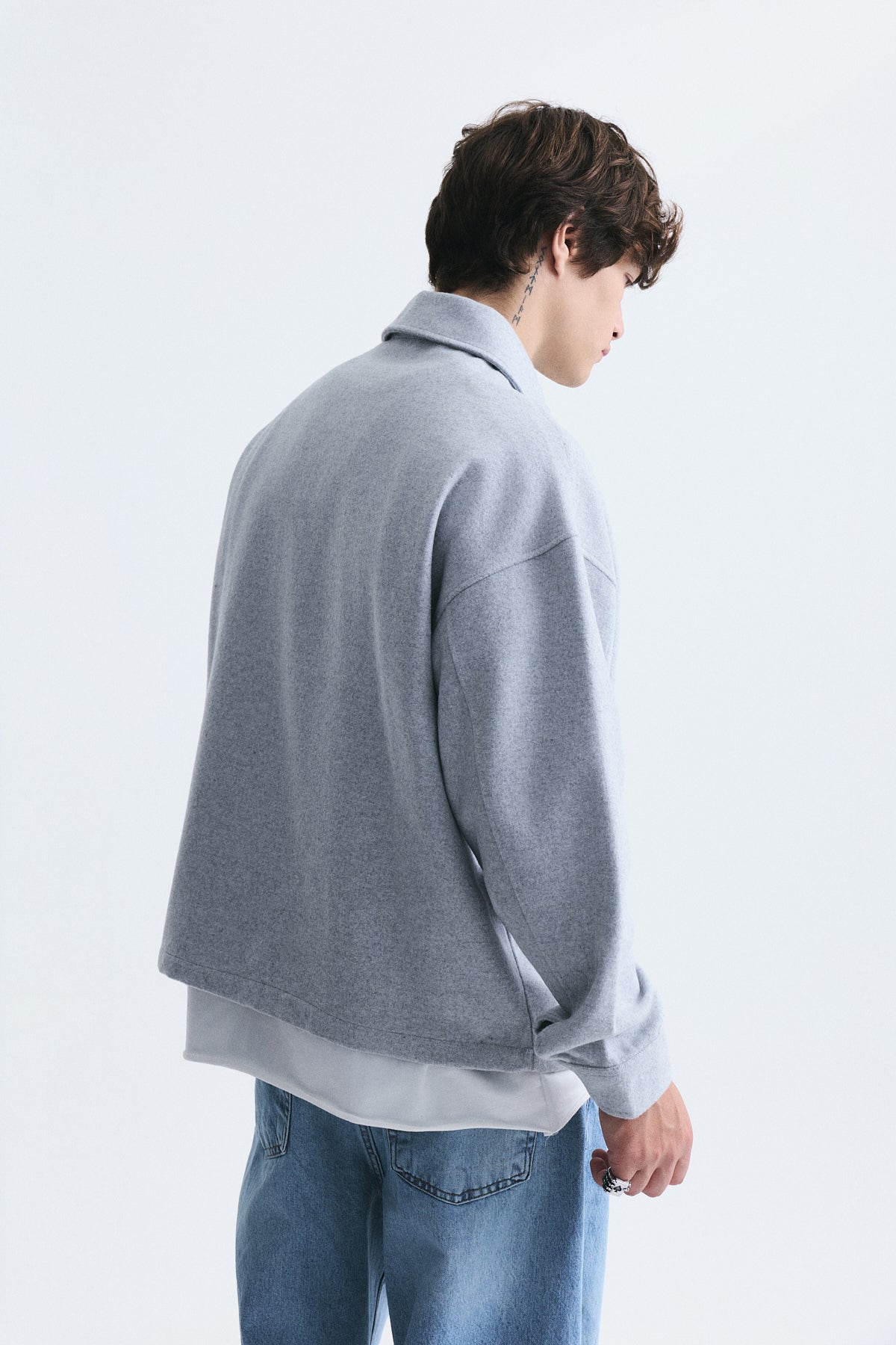 Boxy Fit Polo-Neck Sweatshirt