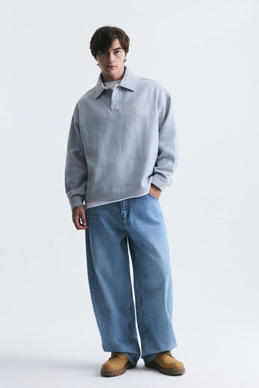 Boxy Fit Polo-Neck Sweatshirt