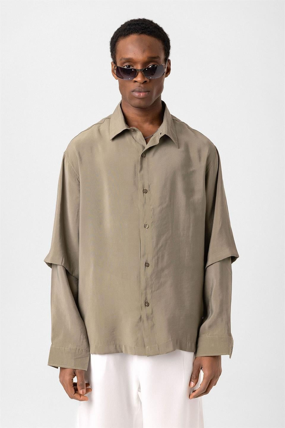 Oversized Shirt with Double-Sleeve Detail