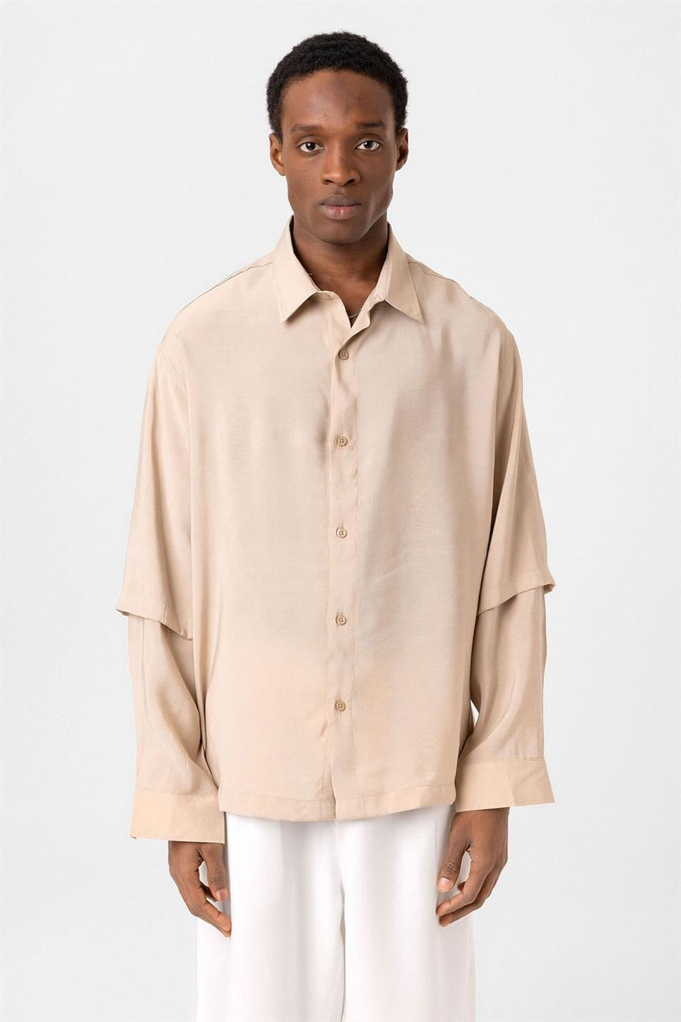 Oversized Shirt with Double-Sleeve Detail