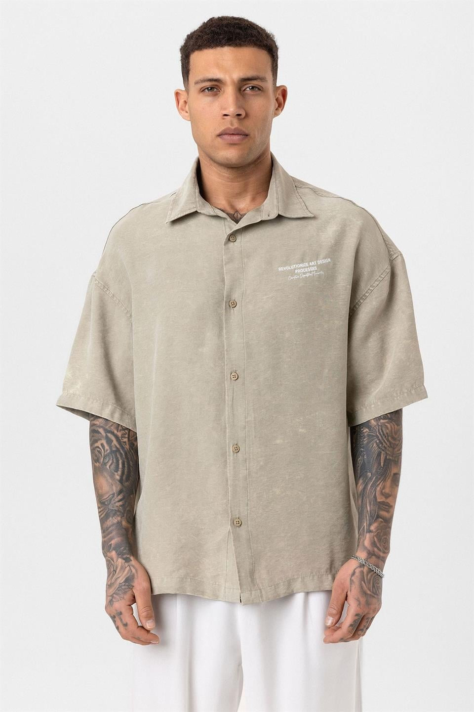 Oversized Short-Sleeve Printed T-Shirt with a Washed Look