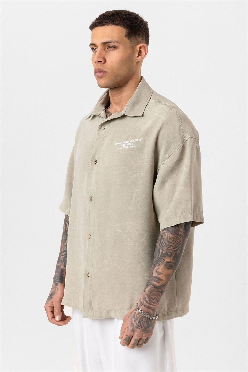 Oversized Short-Sleeve Printed T-Shirt with a Washed Look