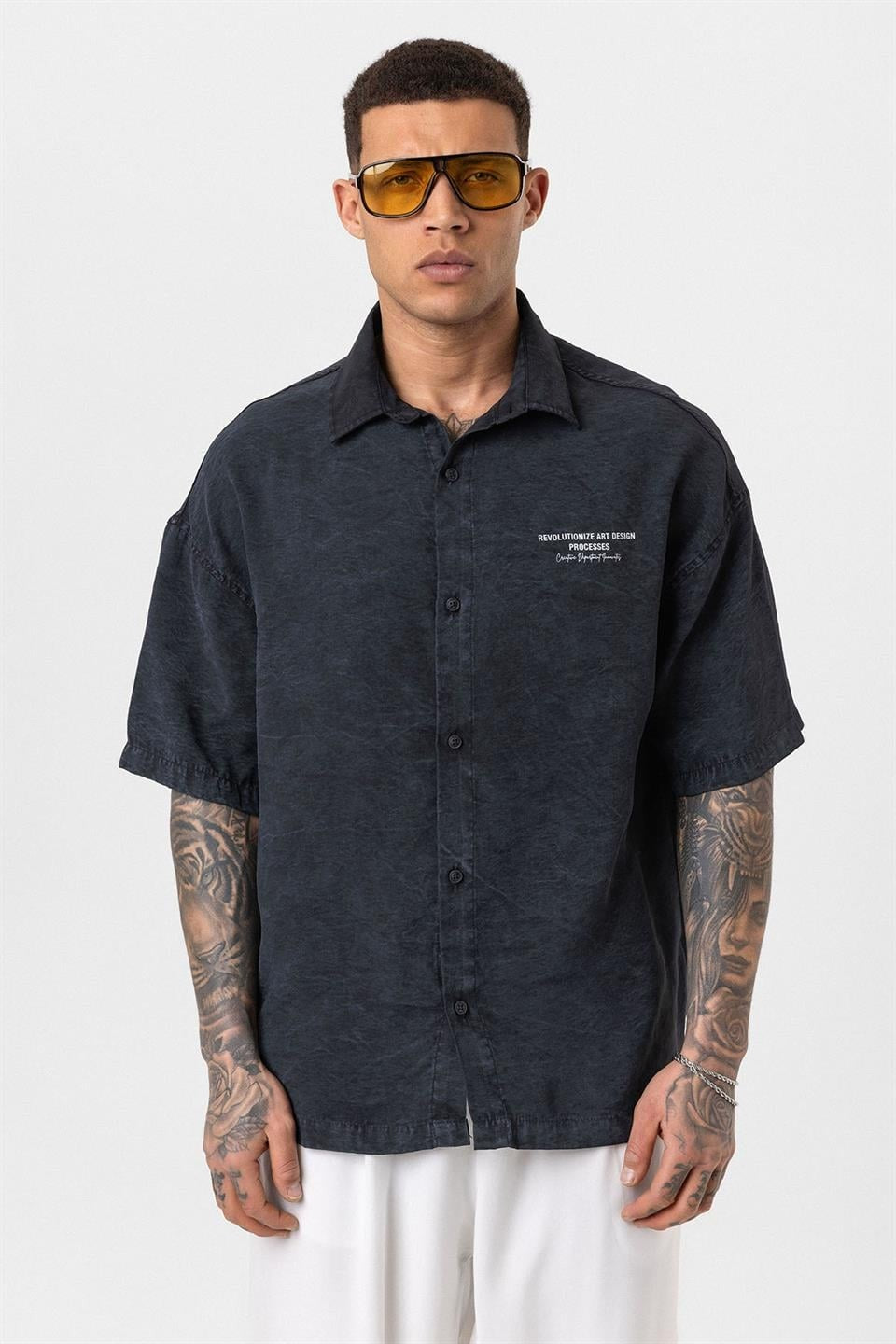 Oversized Short-Sleeve Printed T-Shirt with a Washed Look