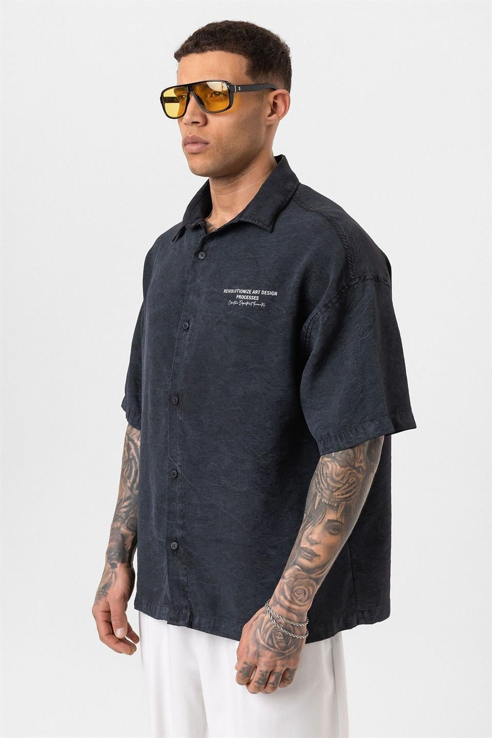 Oversized Short-Sleeve Printed T-Shirt with a Washed Look