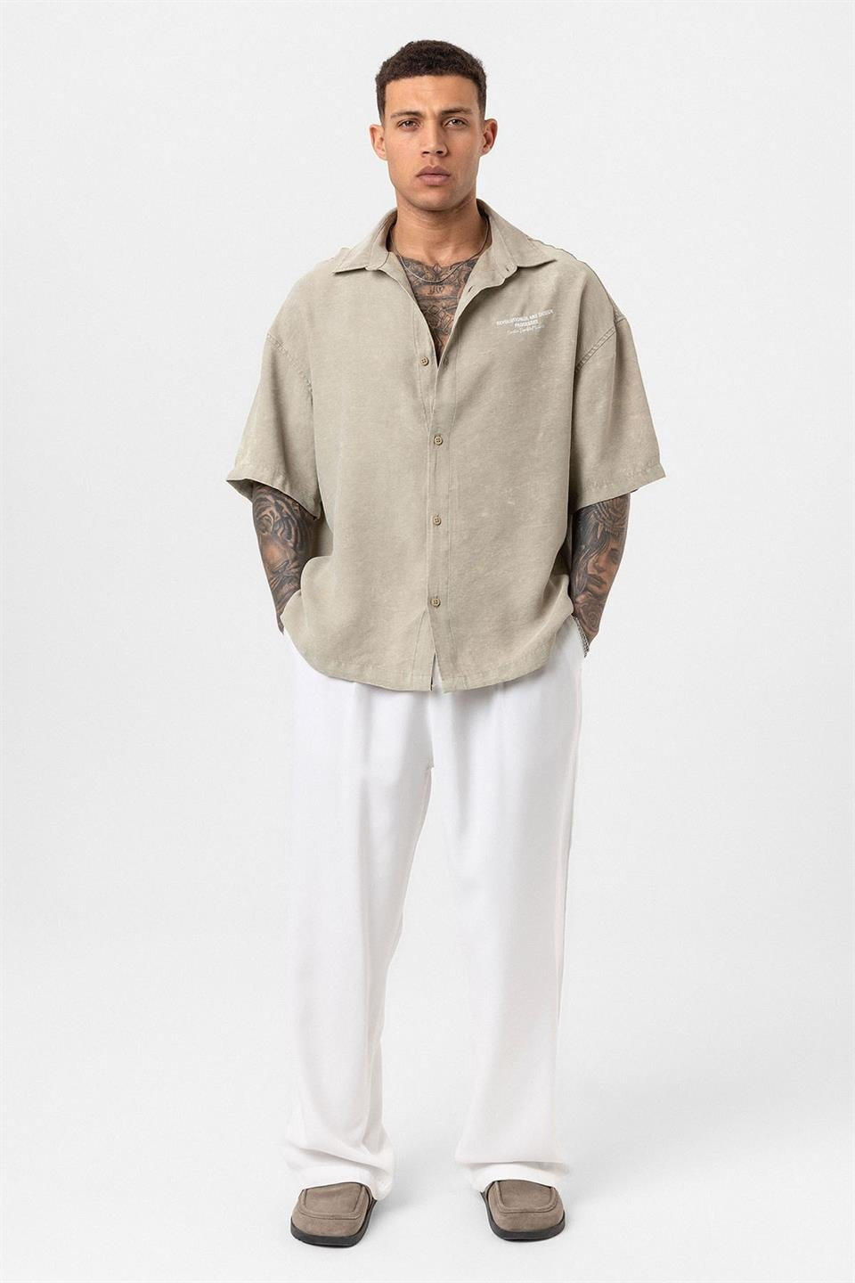 Oversized Short-Sleeve Printed T-Shirt with a Washed Look