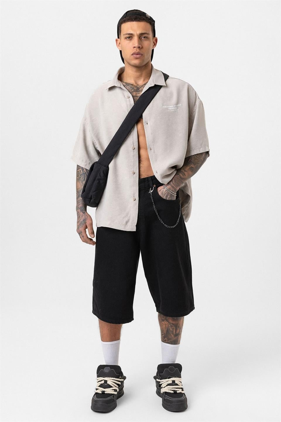 Oversized Short-Sleeve Printed T-Shirt with a Washed Look