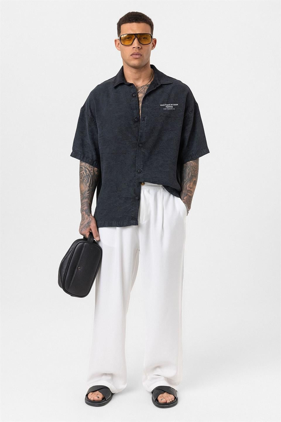 Oversized Short-Sleeve Printed T-Shirt with a Washed Look