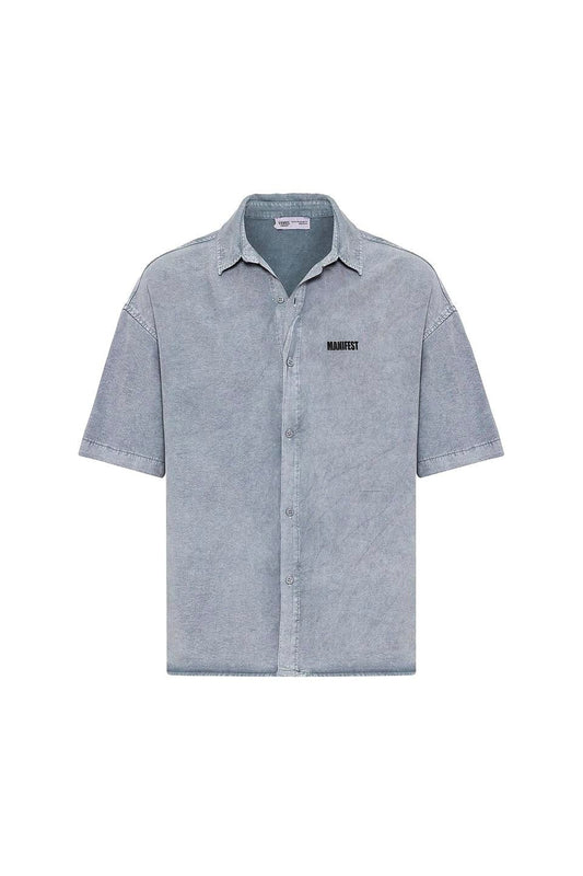 Oversized Printed Short-Sleeve Shirt (Washed)