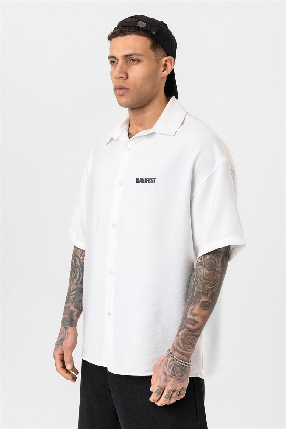 Oversized Printed Short-Sleeve Shirt (Washed)