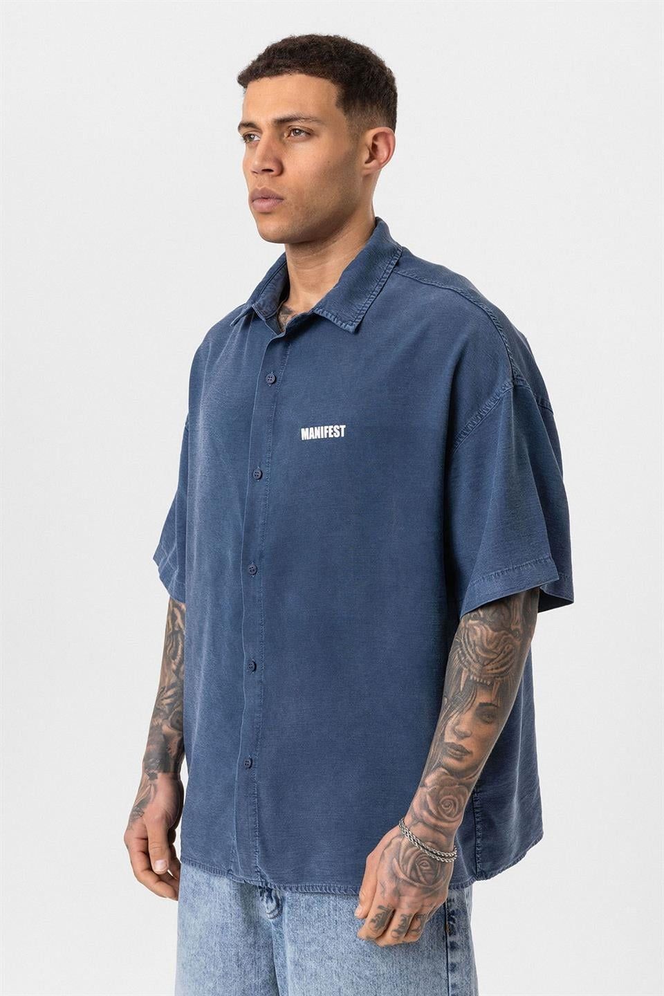 Oversized Printed Short-Sleeve Shirt (Washed)
