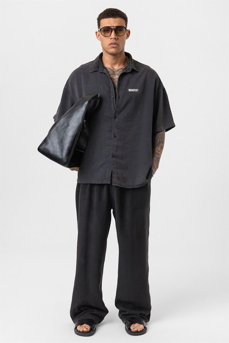 Oversized Printed Short-Sleeve Shirt (Washed)