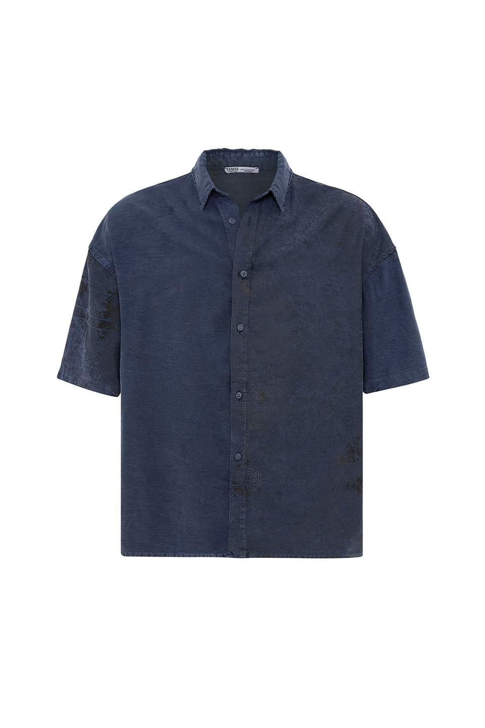 Oversized Short-Sleeve Tensel Shirt with a Washed Look