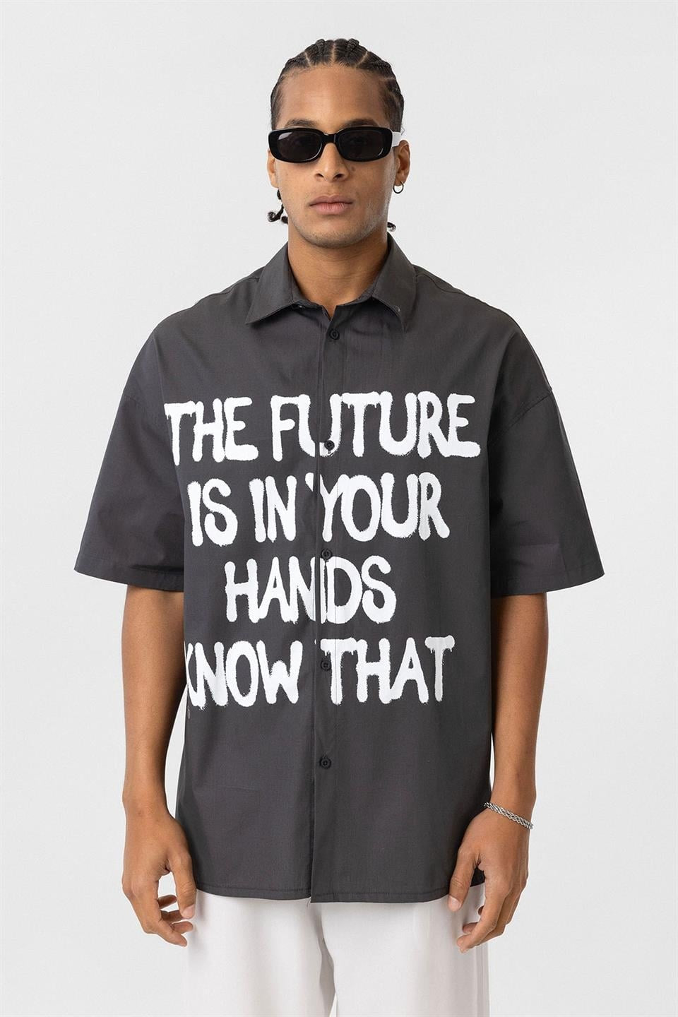 Pre-Printed 100% Cotton Poplin Oversized Shirt