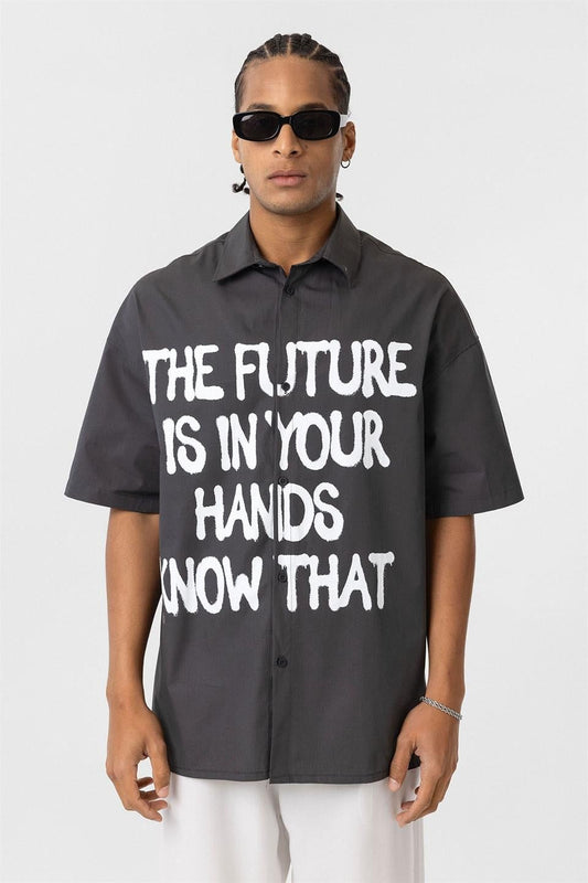 Pre-Printed 100% Cotton Poplin Oversized Shirt