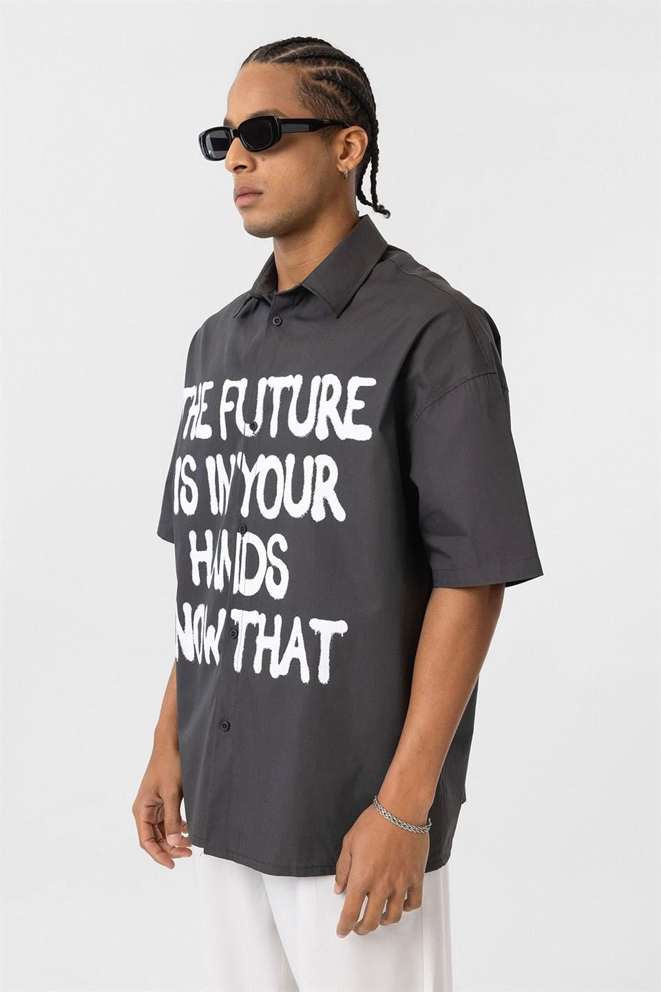 Pre-Printed 100% Cotton Poplin Oversized Shirt