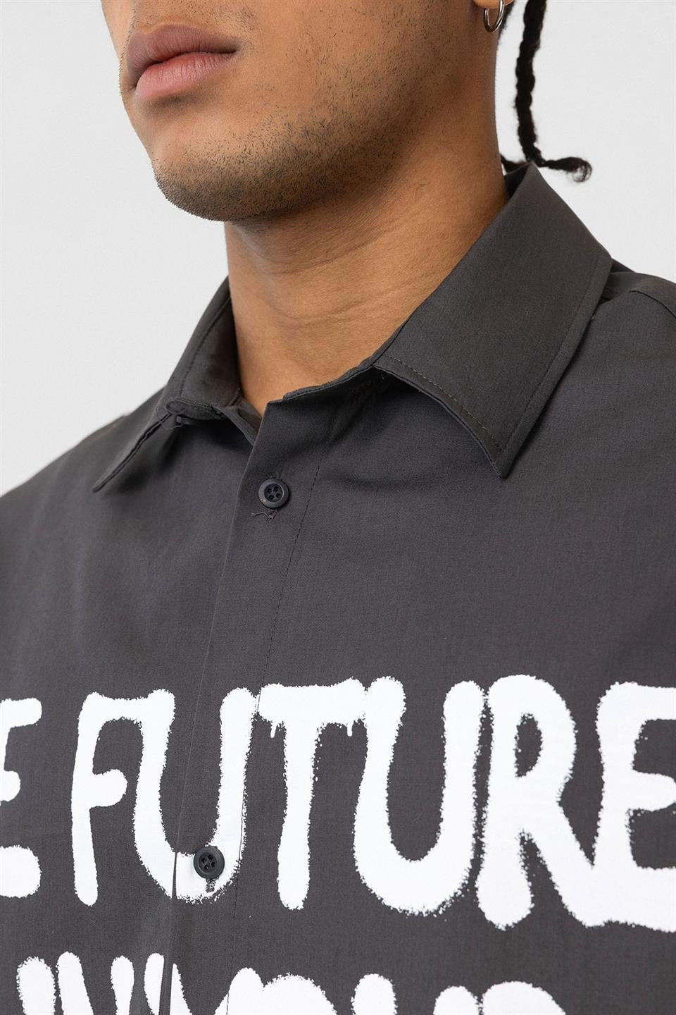 Pre-Printed 100% Cotton Poplin Oversized Shirt