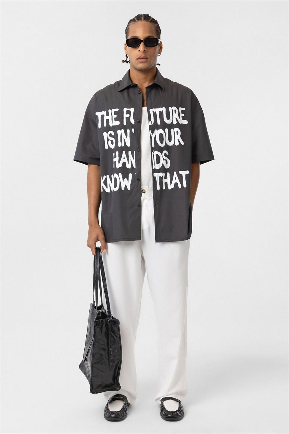 Pre-Printed 100% Cotton Poplin Oversized Shirt
