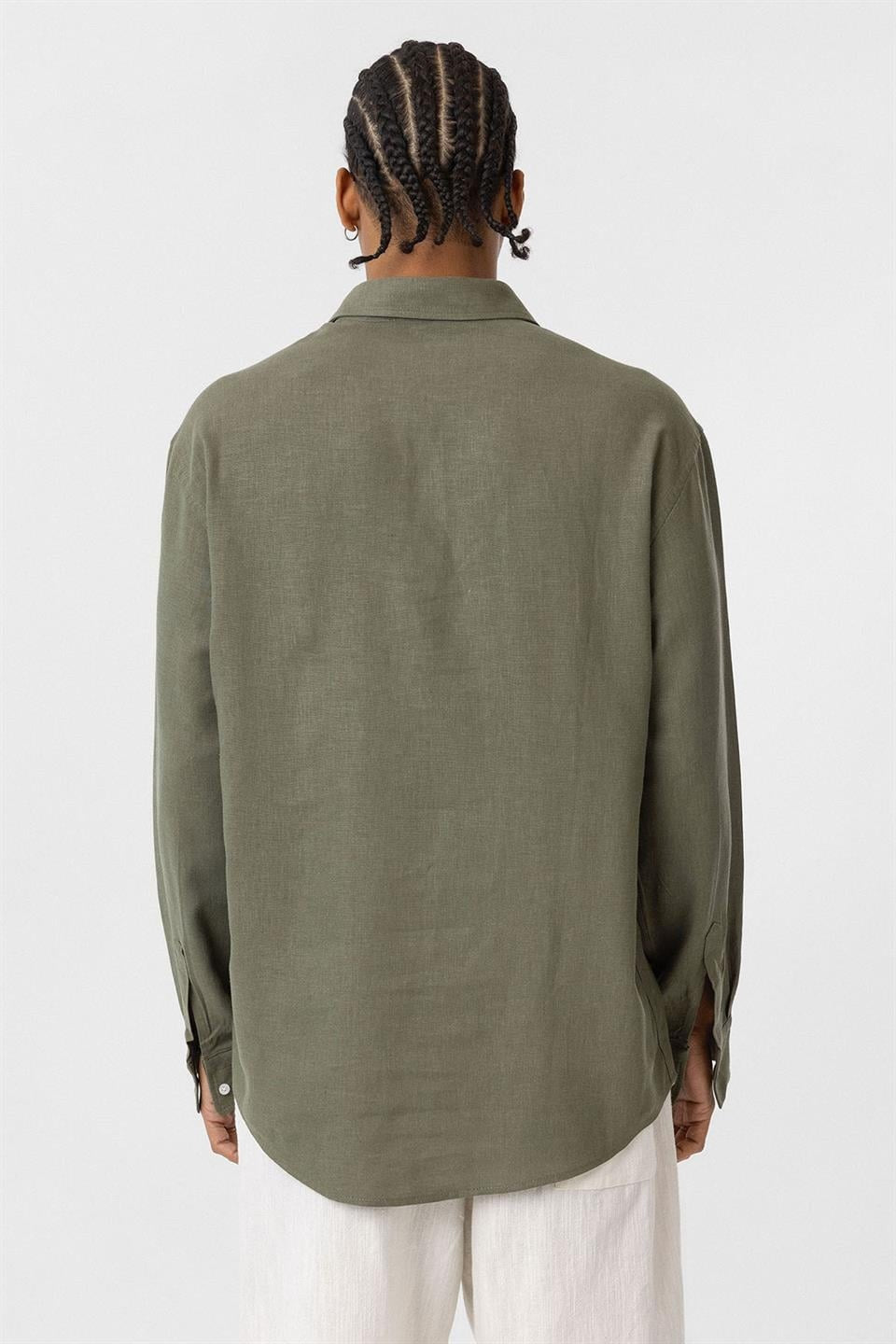 Oversized Long-Sleeve Shirt with Pocket Details